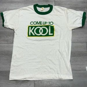 Center Star Knits
White and Green KOOL Menthol Cigarette Brand Ringer T-Shirt